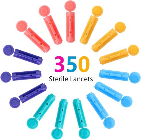 Lancets Blood ، Twist Top Lancets لأجهزة Lancing ، 350 Count ， 30 Lancets Gauge Diabetes لاختبار الجلوكوز في الدم ، متعدد الألوان in Kuwait