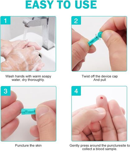 Lancets Blood ، Twist Top Lancets لأجهزة Lancing ، 350 Count ， 30 Lancets Gauge Diabetes لاختبار الجلوكوز في الدم ، متعدد الألوان in Kuwait