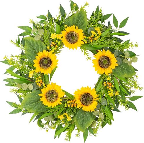 24 Inch Eucalyptus Wreaths for Front Door,Handmade Large Spring Summer Artificial Wreath for Front Door Indoor/Outdoor Wedding Holiday Farmhouse Decor All Year Round in Saudi Arabia