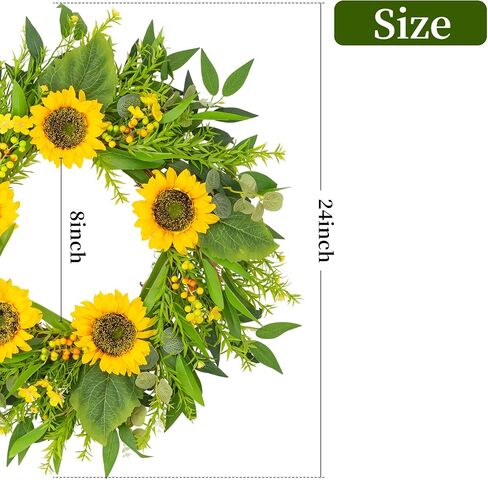 24 Inch Eucalyptus Wreaths for Front Door,Handmade Large Spring Summer Artificial Wreath for Front Door Indoor/Outdoor Wedding Holiday Farmhouse Decor All Year Round in Saudi Arabia