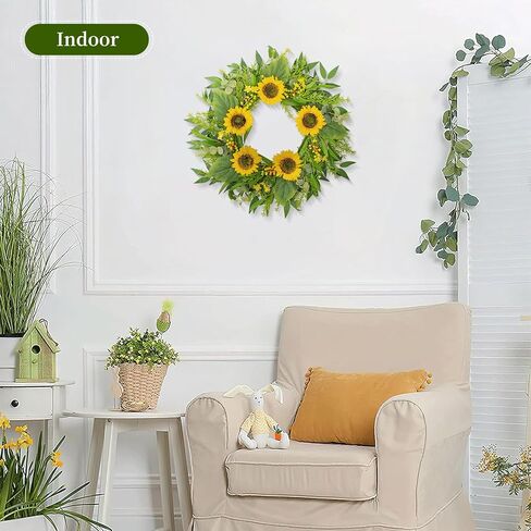 24 Inch Eucalyptus Wreaths for Front Door,Handmade Large Spring Summer Artificial Wreath for Front Door Indoor/Outdoor Wedding Holiday Farmhouse Decor All Year Round in Saudi Arabia