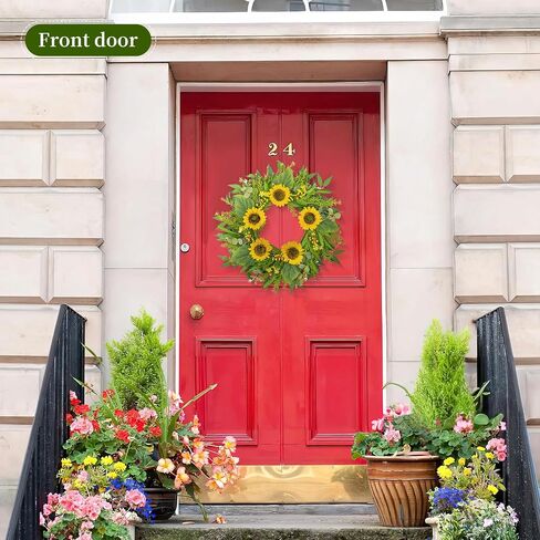 24 Inch Eucalyptus Wreaths for Front Door,Handmade Large Spring Summer Artificial Wreath for Front Door Indoor/Outdoor Wedding Holiday Farmhouse Decor All Year Round in Saudi Arabia