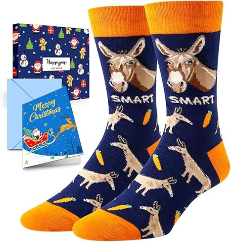 HAPPYPOP Mens Donkey Gifts - Funny Silly Crazy Animal Lovers Socks, Donkey Socks in Saudi Arabia
