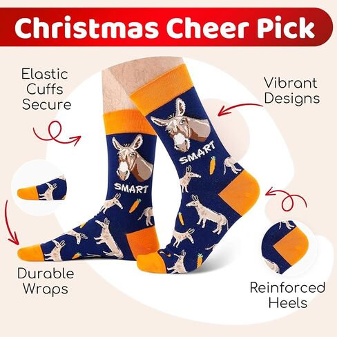 HAPPYPOP Mens Donkey Gifts - Funny Silly Crazy Animal Lovers Socks, Donkey Socks in Saudi Arabia