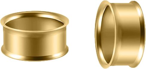 1 Pair Gold Plated Ear Tunnels G23 Titanium Internally Threaded/Threadless Double Flared/Single Flared Gauges Plugs Stretching Stretcher Expander Women Body Piercing Gauge Size 2G-00G 12mm-25mm in Saudi Arabia