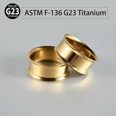 1 Pair Gold Plated Ear Tunnels G23 Titanium Internally Threaded/Threadless Double Flared/Single Flared Gauges Plugs Stretching Stretcher Expander Women Body Piercing Gauge Size 2G-00G 12mm-25mm in Saudi Arabia