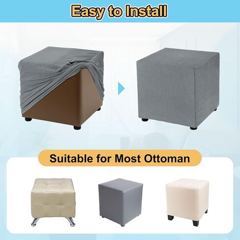 غلاف عثماني مربع Uxcell 18x18x18inch تمتد البوليستر القابلة للغسل القابلة للغسل العثمانية. in Kuwait