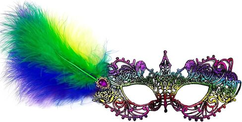 Masquerade Mask for Women Feather Lace Masks For Prom Ball Mardi Gras Halloween Party Costume Supply in Saudi Arabia