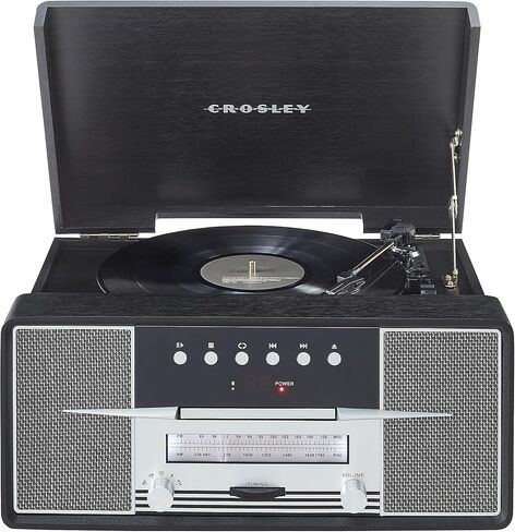 Crosley CR7016A-MA Rhapsody 3-Speed Turntable with Bluetooth, AM/FM Radio, CD Player, and Aux-in, Mahogany in Saudi Arabia