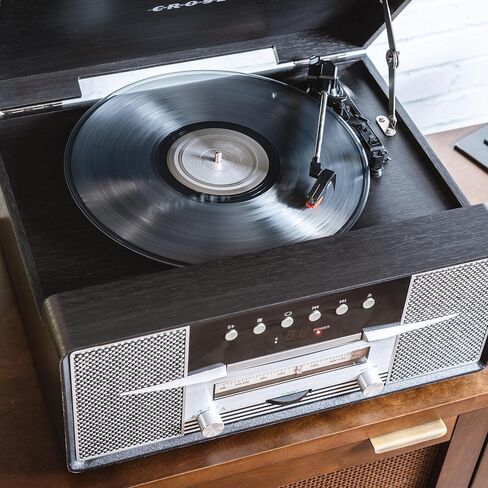 Crosley CR7016A-MA Rhapsody 3-Speed Turntable with Bluetooth, AM/FM Radio, CD Player, and Aux-in, Mahogany in Saudi Arabia