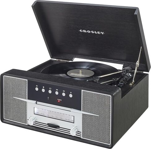 Crosley CR7016A-MA Rhapsody 3-Speed Turntable with Bluetooth, AM/FM Radio, CD Player, and Aux-in, Mahogany in Saudi Arabia