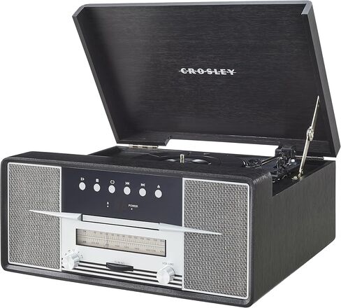 Crosley CR7016A-MA Rhapsody 3-Speed Turntable with Bluetooth, AM/FM Radio, CD Player, and Aux-in, Mahogany in Saudi Arabia