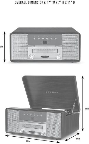 Crosley CR7016A-MA Rhapsody 3-Speed Turntable with Bluetooth, AM/FM Radio, CD Player, and Aux-in, Mahogany in Saudi Arabia