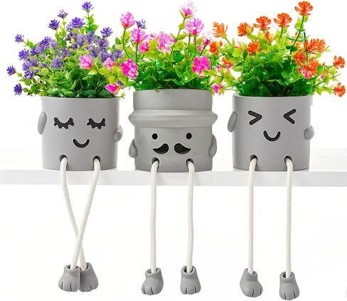 Artificial Succulents Plants, Small Fake Plants in Pots Funny Desk Faux Succulents Plant with Cute Hanging Leg Artificial Plants for Home Decor Indoor for Office Decor for Women in Saudi Arabia