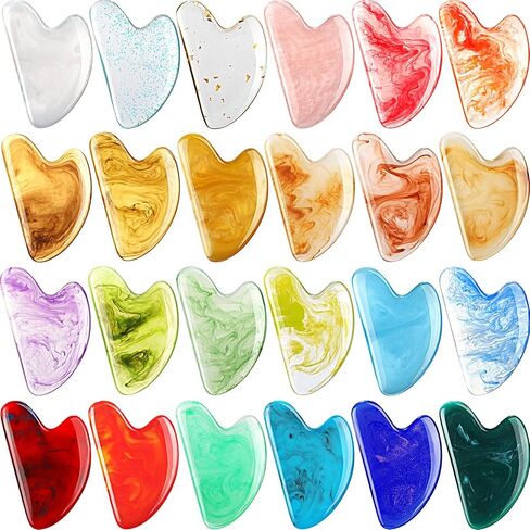 Sherr 24 PCS Gua Sha Facial Tool Resin Gua Sha Massage Tool على شكل قلب Gua Sha Stone Guasha للوجه للوجه على الجلد. in Kuwait
