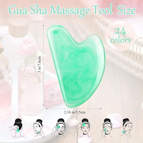 Sherr 24 PCS Gua Sha Facial Tool Resin Gua Sha Massage Tool على شكل قلب Gua Sha Stone Guasha للوجه للوجه على الجلد. in Kuwait