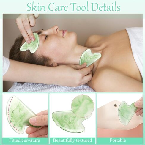 Sherr 24 PCS Gua Sha Facial Tool Resin Gua Sha Massage Tool على شكل قلب Gua Sha Stone Guasha للوجه للوجه على الجلد. in Kuwait