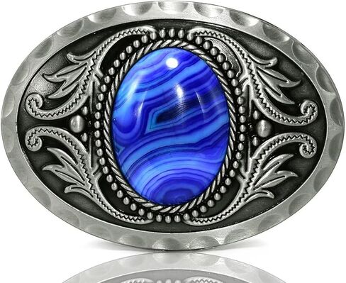 Natural Gems Tiger Eyes Stone Belt Buckle With Acanthus Western Cowboy Style More Colors in Kuwait