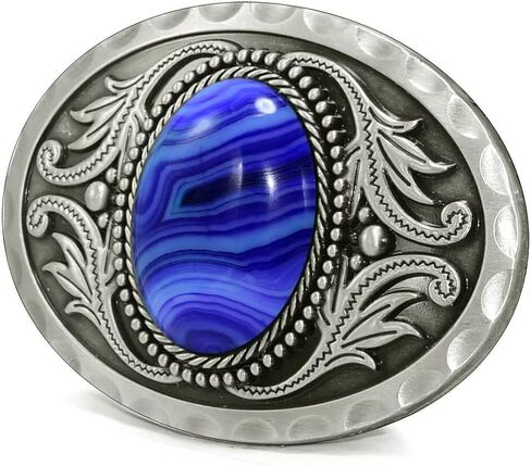Natural Gems Tiger Eyes Stone Belt Buckle With Acanthus Western Cowboy Style More Colors in Kuwait