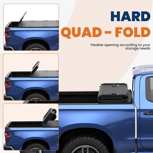 Hard Folding Quad 4-Fold Tonneau Cover Compatible with 2024 2025 Chevy Silverado GMC Sierra 1500/2019-2023 Chevy Silverado GMC Sierra 1500 (ONLY New Body) Fleetside 5.8FT Truck Bed Cover in Saudi Arabia