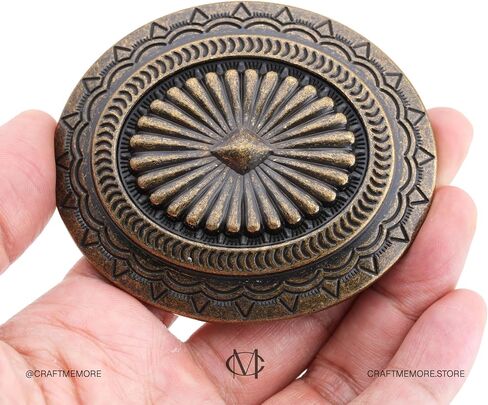 CRAFTMEMORE Western Oval Belt Buckle fits 1.5 Inch Belts, Sunburst Design HRBK Q2513 in Saudi Arabia