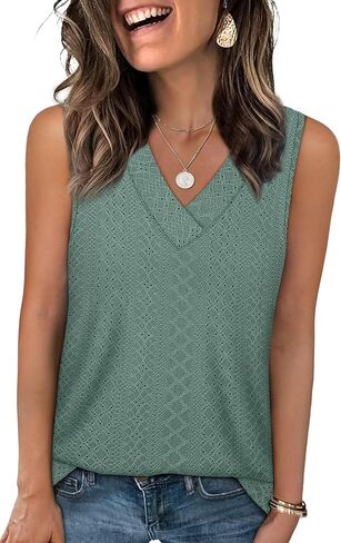 WIHOLL TANK TOP للنساء ملابس الصيف ضد العنق T القمصان العصرية العيينة بلا أكمام ملابس شاطئية أساسية in Kuwait