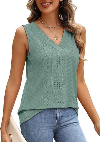 WIHOLL TANK TOP للنساء ملابس الصيف ضد العنق T القمصان العصرية العيينة بلا أكمام ملابس شاطئية أساسية in Kuwait