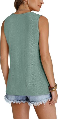 WIHOLL TANK TOP للنساء ملابس الصيف ضد العنق T القمصان العصرية العيينة بلا أكمام ملابس شاطئية أساسية in Kuwait
