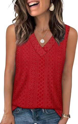WIHOLL TANK TOP للنساء ملابس الصيف ضد العنق T القمصان العصرية العيينة بلا أكمام ملابس شاطئية أساسية in Kuwait