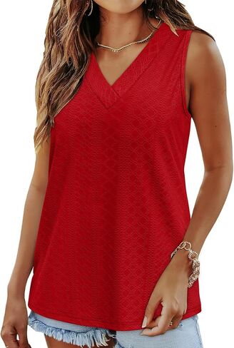 WIHOLL TANK TOP للنساء ملابس الصيف ضد العنق T القمصان العصرية العيينة بلا أكمام ملابس شاطئية أساسية in Kuwait
