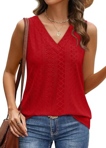 WIHOLL TANK TOP للنساء ملابس الصيف ضد العنق T القمصان العصرية العيينة بلا أكمام ملابس شاطئية أساسية in Kuwait