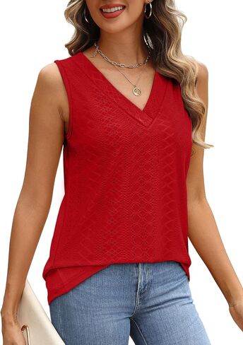WIHOLL TANK TOP للنساء ملابس الصيف ضد العنق T القمصان العصرية العيينة بلا أكمام ملابس شاطئية أساسية in Kuwait