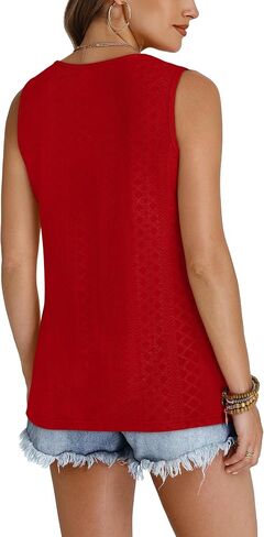 WIHOLL TANK TOP للنساء ملابس الصيف ضد العنق T القمصان العصرية العيينة بلا أكمام ملابس شاطئية أساسية in Kuwait