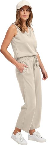 WIHOLL Two Piece Sets for Women Summer Outfits Matching Lounge Sets Wide Leg Crop Pants Vacation Travel in Saudi Arabia