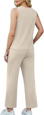 WIHOLL Two Piece Sets for Women Summer Outfits Matching Lounge Sets Wide Leg Crop Pants Vacation Travel in Saudi Arabia
