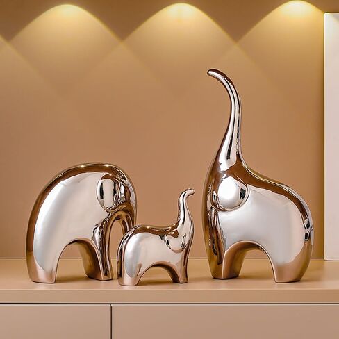 Elephant Statue Set of 3,Modern Ceramic Decor Statue,Good Luck Elephant,for Bookshelf Living Room Office Table Shelf Decorations.Gift for Elephant Lovers. in Saudi Arabia
