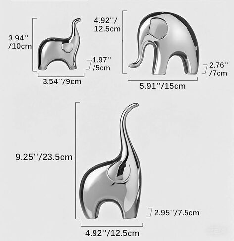 Elephant Statue Set of 3,Modern Ceramic Decor Statue,Good Luck Elephant,for Bookshelf Living Room Office Table Shelf Decorations.Gift for Elephant Lovers. in Saudi Arabia