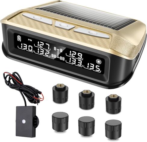 نظام مراقبة ضغط الإطارات RV 6 مستشعرات ، 0-199psi TPMs مع داعم الإشارة ، شاشة الطاقة الشمسية للشاحنة ، المقطورة ، العربة ، العجلة الخامسة ، 6 تنبيهات ، مسافة استشعار طويلة in Kuwait