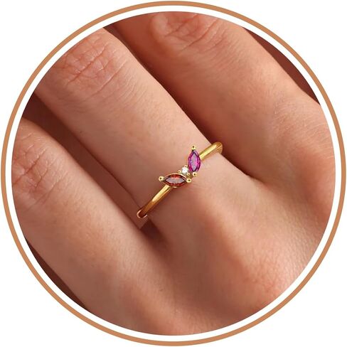 Christmas Gifts for Women Stocking Stuffers Birthstone Rings for Women Gold Rings for Women Non Tarnish with Birthstone 21st Birthday Gifts for Her Daughter Sister Christmas Jewelry in Kuwait