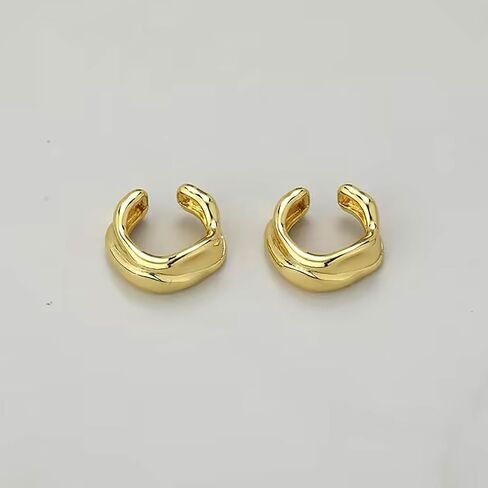 Chunky Sculptural Ear Cuffs Non Piercing for Women - Dainty 14K Gold Plated Cuff Earring Thick Cartilage Earrings Jewelry in Kuwait