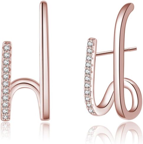 Reffeer Solid 925 Sterling Silver Cz Crawler Earrings Cuff for Women Teen Girls Wrap Stud arock Cuff Post Stud arrings in Kuwait