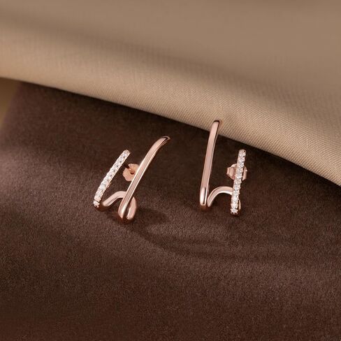 Reffeer Solid 925 Sterling Silver Cz Crawler Earrings Cuff for Women Teen Girls Wrap Stud arock Cuff Post Stud arrings in Kuwait