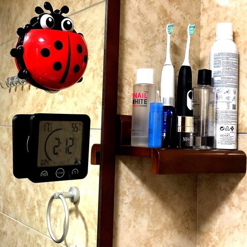 Large Waterproof Bathroom Wall Clock, Big Water Resistant Hanging Shower Clock for Bath Countertop, Moisture Proof Temperature Humidity Meter, Suction Clock Watch Time in Shower [Shatterproof Glass] in Saudi Arabia