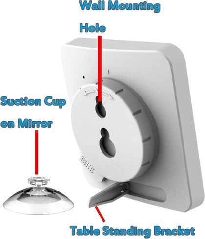 Large Waterproof Bathroom Wall Clock, Big Water Resistant Hanging Shower Clock for Bath Countertop, Moisture Proof Temperature Humidity Meter, Suction Clock Watch Time in Shower [Shatterproof Glass] in Saudi Arabia
