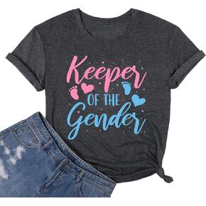 Keeper of The Gender Shirt Women Pregnancy Announcement Tshirt Gender Reveal Ideas Graphic Tee Maternity Tops