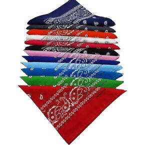 CITYMEMO 100% Cotton Paisley Printed Bandanas 12 PCS 22x22 Inches Large Thick Scarfs Fashion Headwear for Men and Women