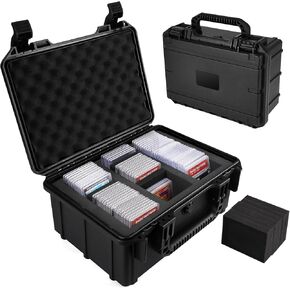 QINGUANG Graded Card Storage Box,Trading Card Case with 6 Foam Dividers,3 rows storage case,Waterproof PSA Slab Case for PSA/CSG/CGC/SGC/BGS Top Loaders Sports Cards
