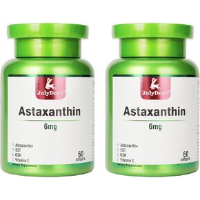 2 Bottles Astaxanthin 6 mg with Nicotinamide Vitamin E Premium Antioxidant Supplement EGT GSH - for Skin, Eye, Joint & Immune System Health Cell Health & Energy丨5 in 1-120 Softgels