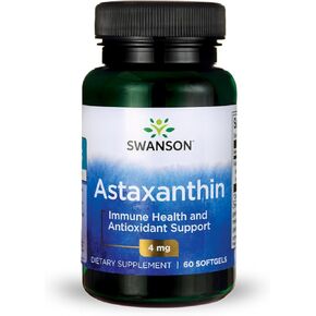 Swanson Astaxanthin Vision Vision Brain Health Health Lealth Educturedance (Astaxanthin 4 Mg) 60 Softgels sgels