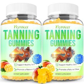 Tanning Gummies for Women & Men, Tanning Supplement with Astaxanthin, Lycopene & Beta Carotene for Skin Health & Glow, Vegan, Non-GMO, Mango Flavor, 120 Count